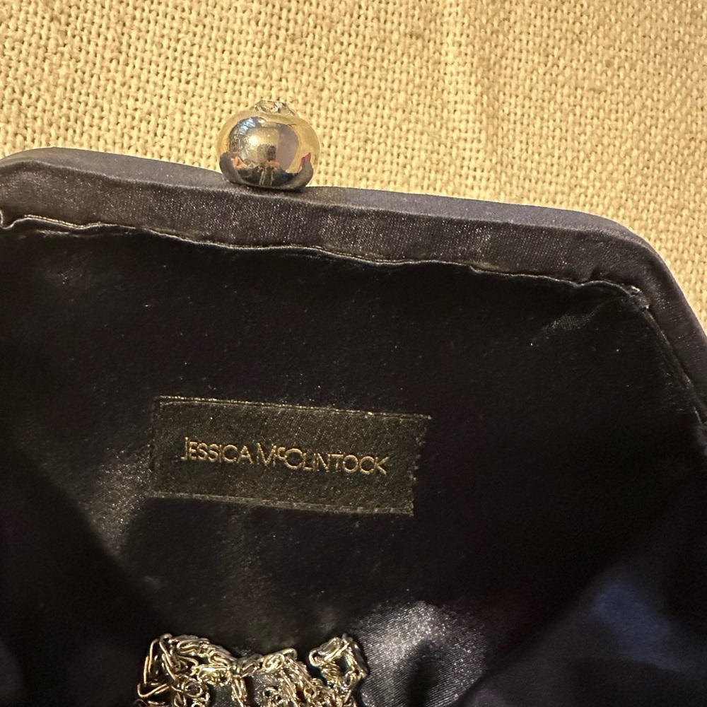 Jessica McClintock Silver and Black Clutch
